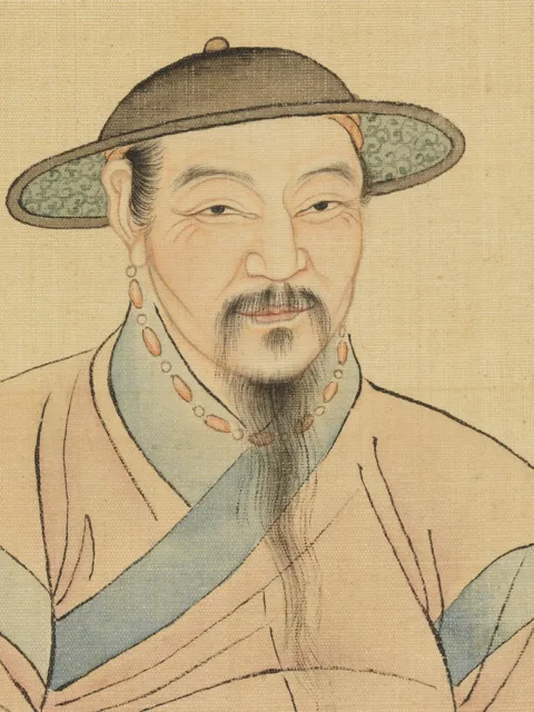 Portrait of Zhao Mengfu in a wide-brimmed hat, a later copy of an earlier painting.